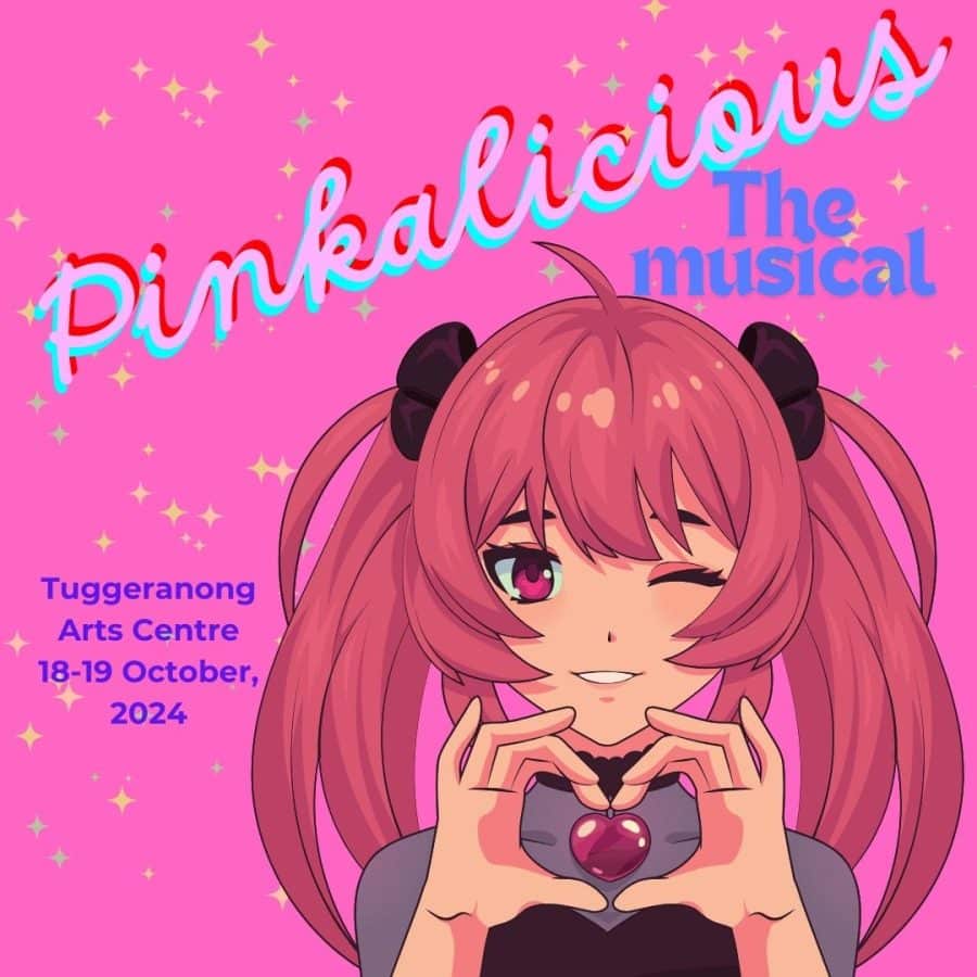 Pink anime girl holding a heart.